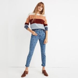Madewell Cotton Stretch The High-Rise Slim Boyjean in Starry Night 4th July NWOT